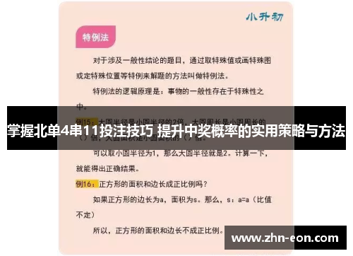 掌握北单4串11投注技巧 提升中奖概率的实用策略与方法