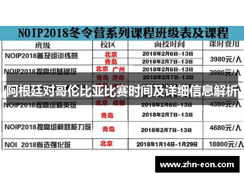 阿根廷对哥伦比亚比赛时间及详细信息解析